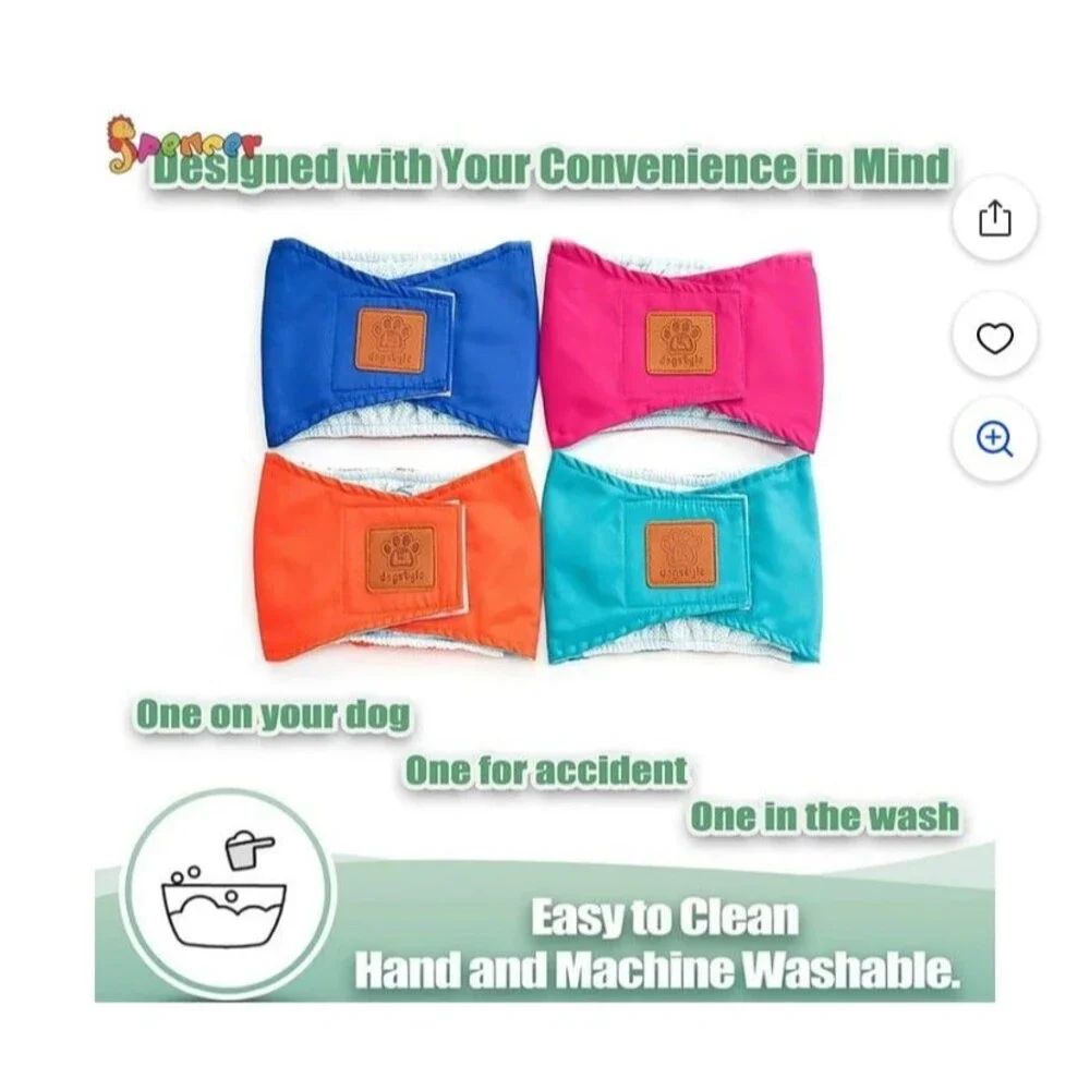 Belly Bands for Male Dogs - Washable Dog Diapers Male Sz X-Large New (Reusable )